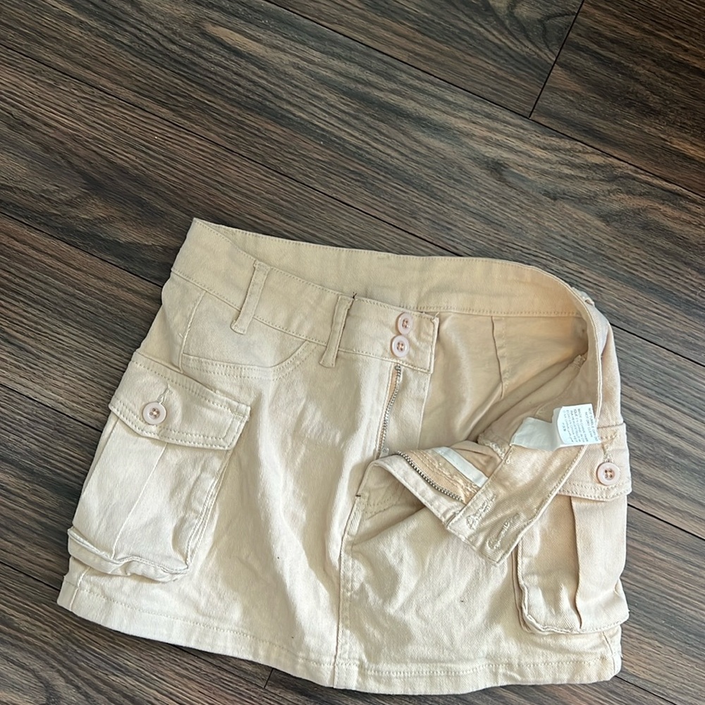 Tan mini skirt